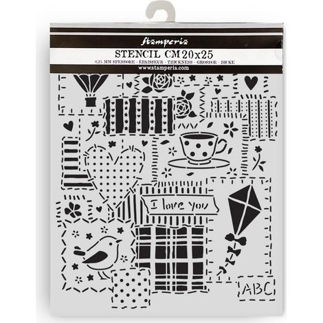 Thick Stencil for Scrapbooks, Albums, Cards, Bullet Journals, Flexible Material, Easy to Clean, for Crafts and Gifting (Family, Patchwork) (1/2)