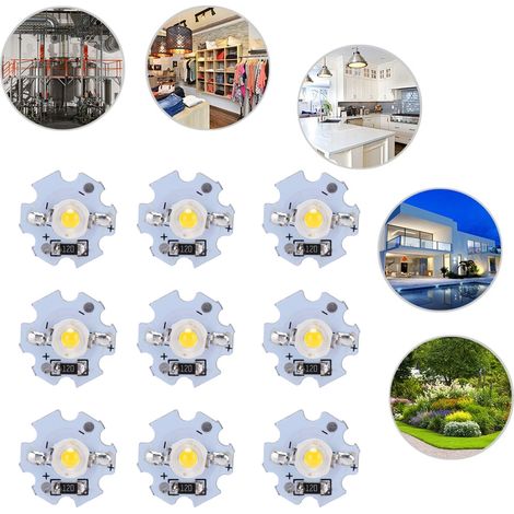 Lot de 25 LED haute puissance 0,5 W 5 V avec plaque en aluminium, lumière blanc chaud : 3 000–3 200 K (1/5)