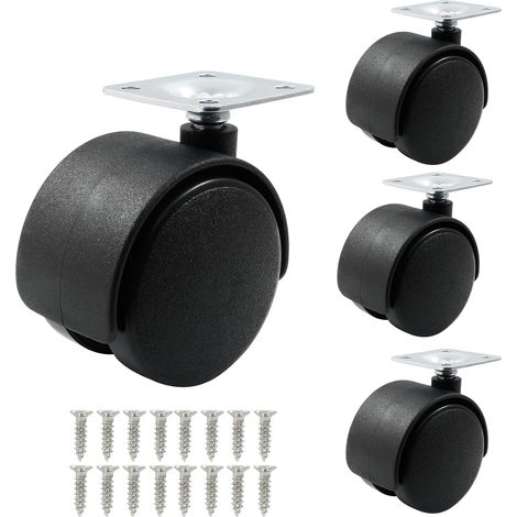 Ruedas giratorias para muebles, sin freno, ruedas giratorias de alta resistencia, juego de 4 (2") (1/5)
