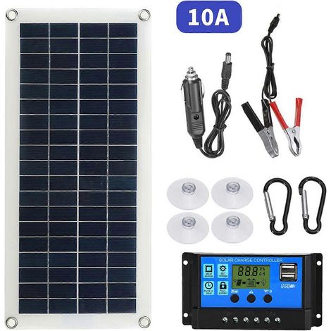 Kit de panneau solaire flexible portable 300 W, carte solaire de chargement USB 12 V avec contrôleur, chargeur solaire étanche pour téléphone, voiture, bateau (ensemble 10 A) (1/5)