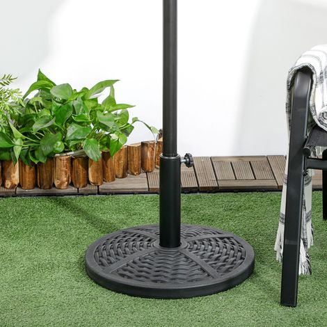 Base per ombrellone in cemento, supporto per ombrellone con tubo in acciaio, porta ombrellone rotondo, per balcone, terrazzo, giardino, nero