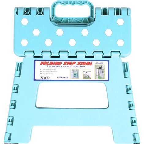 Tabouret Pliant En Plastique Épais - Design Compact Et Antidérapant - Pour Intérieur Et Extérieur - Bleu - 1 Pièce (1/5)