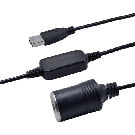Convertidor de conector USB A a enchufe de encendedor de cigarrillos de 12V para automóvil (1/3)