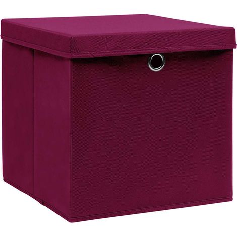 Maison Exclusive - Boîtes de rangement avec couvercles 4pcs 28x28x28cm Rouge foncé (1/5)