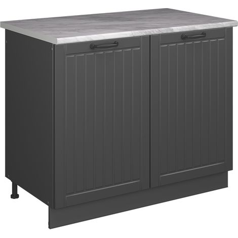 Spülenunterschrank Fame-Line, Dunkelgrau/Anthrazit, 100 cm, AP Marmor, Vicco (1/5)