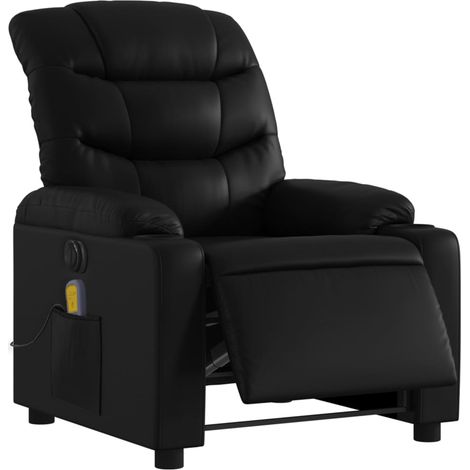 Poltrona relax TV elettrica reclinabile funzione massaggio 6 punti massaggio in PVC nero DEC027211