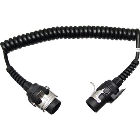 Câble spiralé noir avec 2 prises 7 broches 24 V 4 m 2 x 4 mm² ISO 7638-1