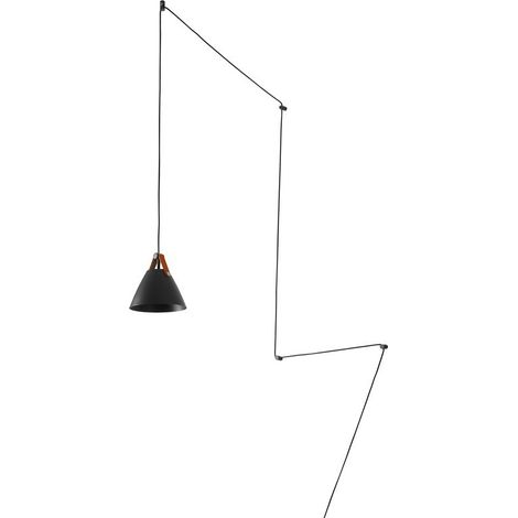 Suspension "Sam" avec prise et interrupteur et finition cuir - Gris (1/5)