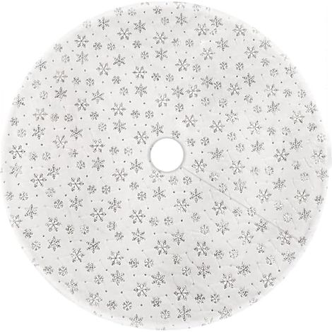 Jupe Pour Arbre De Noël - Tapis Plush Blanc Neige Avec Paillettes Argentées - Pour Arbre Jusqu'à 240 cm - 1 Pièce (1/5)