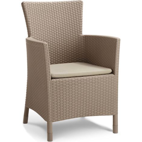 Dmora - Sillón de exterior Casina, Sillón para jardín, Asiento de exterior, Butaca para terraza, 62x60 h89 cm, Tórtola