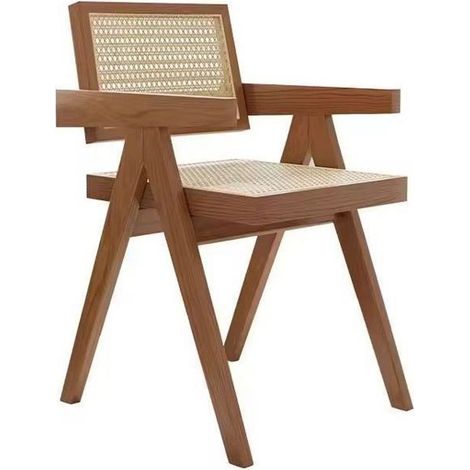Esszimmerstuhl - Divit - Rattan und Holz - Sitzhöhe 47 cm - Mit Armlehnen