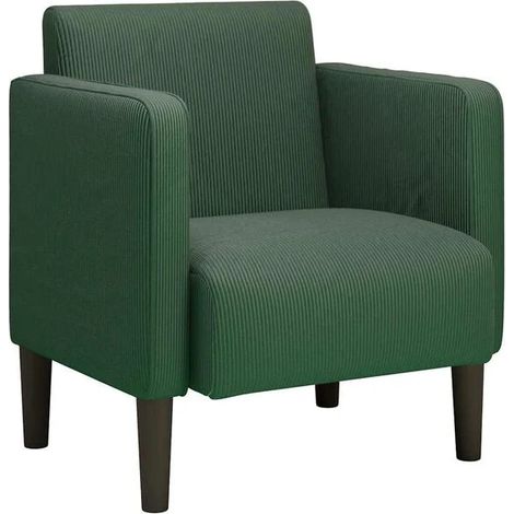 Fauteuil vert foncé de 54 cm en tissu velours côtelé (1/5)