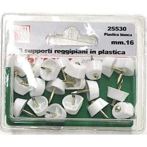 20 PEZZI - SUPPORTI REGGIPIANO IN PLASTICA BIANCA COMPLETO DI CHIODO Ø16MM