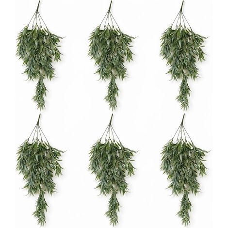 Pack of 6 x 80cm Italian Ruscus Hanging Plant with Realistic Foliage - Sage Green - Premium Quality (1/5)