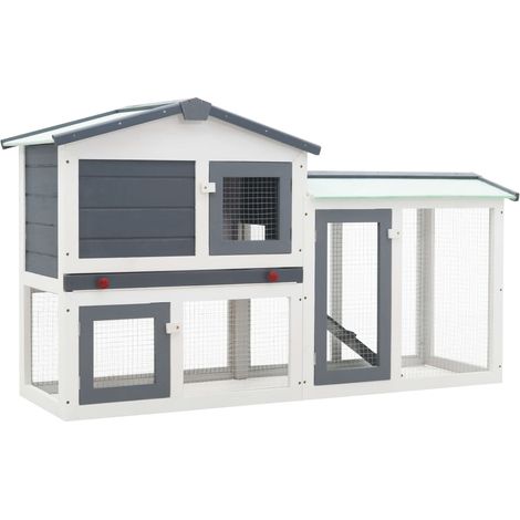 vidaXL Conigliera per Esterni Grande Grigia e Bianca 145x45x84cm Legno