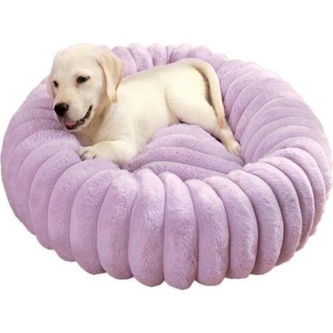Cuccia rotonda per cani e gatti in morbido tessuto viola, 50 cm di diametro, cuccia extra large per cani e gatti, calda e confortevole per l'inverno.