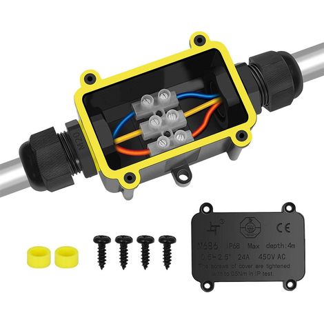 waterproof Boîte de Jonction de Plein Air IP68 Imperméable Connecteur de Câble électrique Boîtier de Raccordement 2 Voies Connecteurs Boîte pour Câble Ø 4 à 14mm (1/5)
