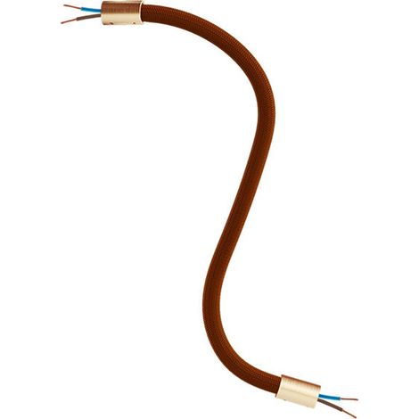 Creative-Cables Kit Creative Flex Verlängerungsschlauch (30 cm Länge, Ø 10 mm) – Stoffummantelung RM13 braun und satinierte Bronze-Akzente – Mit Metallendstücken und Zubehör
