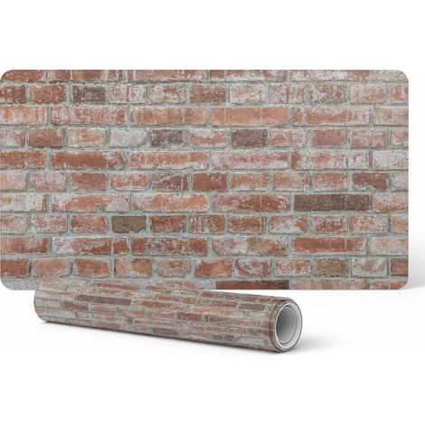 Protector de vinilo para empresas y oficinas con dise帽o de pared de ladrillo retro, 100x50 cm. (1/5)