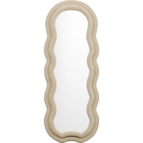 Miroir organique en velours - L. 60 x H. 160 cm - Beige - LINOA (1/5)