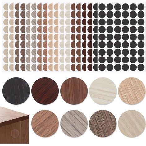 972 Pièces Cache-Vis Autocollants, Capuchons Couvre-Vis Adhésif 21 mm, Pastilles Cache-Trous de Vis Imperméables Capuchons Autocollants pour Meubles Placards Portes Vis (1/5)