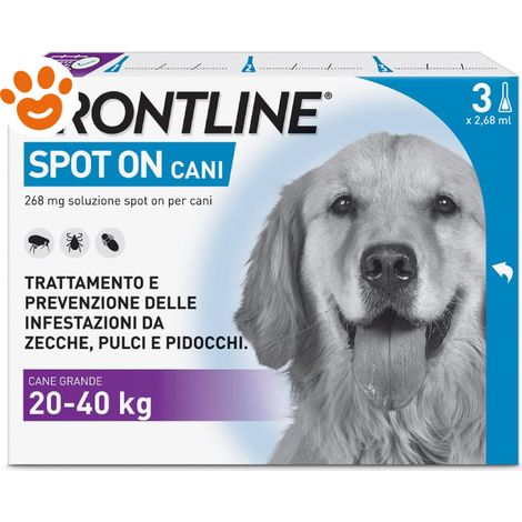 Frontline Dog Spot On (20-40Kg) per Cani Medio Grandi - Confezione 3 Pipette - Antiparassitari CANE