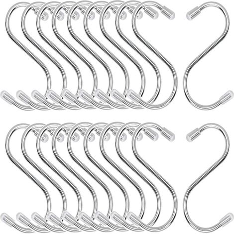 Crochet en Forme de S,20pcs S-forme de Crochet de Cuisine,Crochet en Métal en Forme de S,Crochet Multifonctionnel,Crochets Adapté pour Cuisine,Chambre,Salle de Bain,Bureau (1/4)
