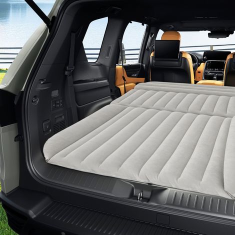 Matelas Gonflable SUV pour Camping en Voiture Lit de Voyage Épais avec Pompe à Air Flocage Double Face et Sac de Transport Gris (1/2)