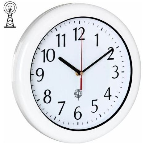 Wasserdichte, funkgesteuerte Wanduhr Ø 25,4 cm – Weiß lackiertes Gehäuse – Schutzart IPX7 – Einfaches Ablesen per Fernbedienung (1/5)