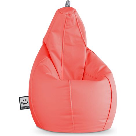 Pouf Poire Similicuir Corail XXL Corail