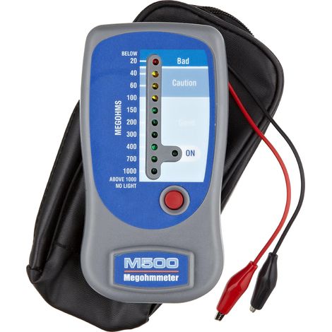 Supco M500 electronic insulation tester (megohmmeter) with battery available for engineers.