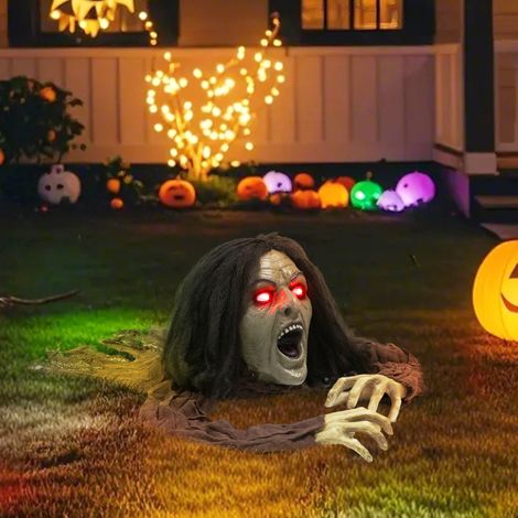 Kriechende Zombie-Dekoration für Halloween, Sounds, Lichter, Batteriebetrieb (1/5)