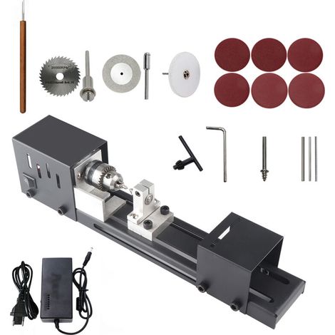 VURAHOME - Mini-Tour Perles Polisseuse Machine Artisanat Travail Du Bois Bricolage Rotary Ensemble D'Outils Standard Broyage Set Eu Plug (1/5)