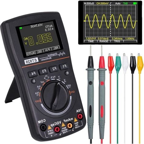 Oscilloscope multimètre LED professionnel 2,4 pouces Écran de couleur ET828 Haute résolution 2.5 Témlement d'échantillonnage MSPS TESTAGE Intelligent Oscilloscope numérique Graphical (1/5)