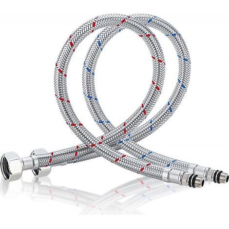 Tuyau de raccordement flexible 60 cm – Acier inoxydable 304 tressé – Résistance 10 bar – Pour eau chaude et froide – Installation facile (1/4)