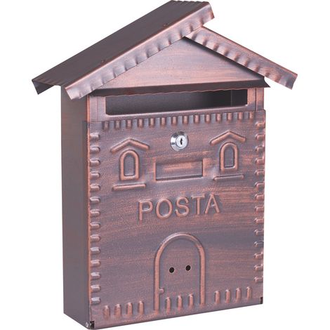 CASSETTA POSTALE IN FERRO BATTUTO FORMA A CASETTA-700 L28xP8xH34 cm