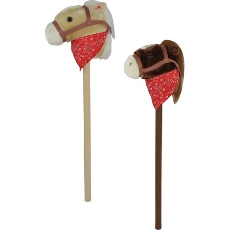 Hobby Horse con Asta 80 cm in Legno per Bambini Suoni Realistici