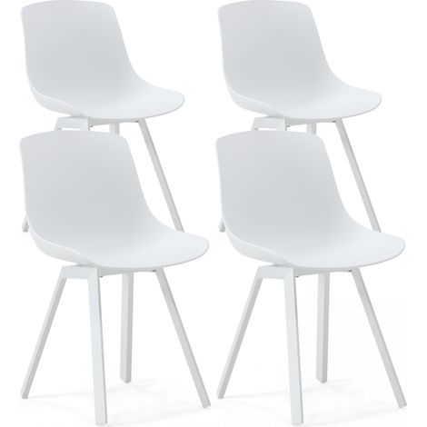 Lot de 4 chaises scandinave aluminium blanches