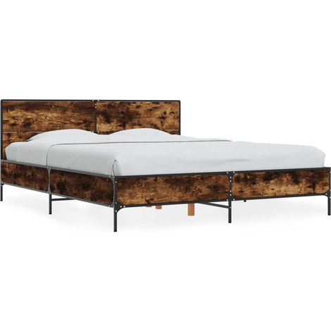 Maison Exclusive - Bettgestell Räuchereiche 150x200 cm Holzwerkst (1/5)