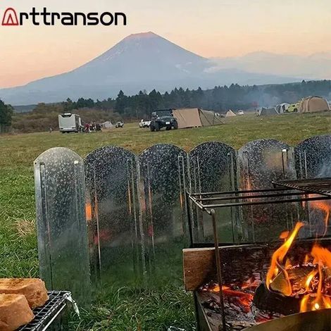 Pare-vent pour réchaud de camping pliable d'extérieur, pare-vent pour réchaud de camping portable pliable à 8 plaques.