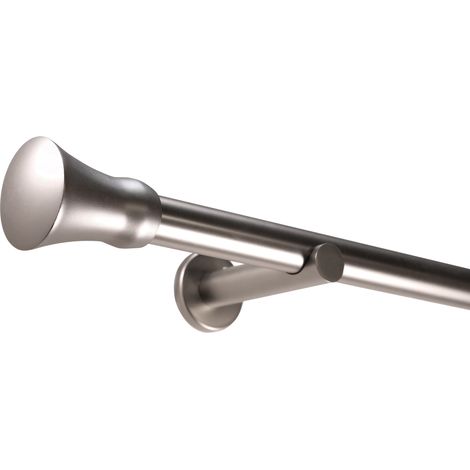 Gardinenstange auf Maß 25mm 1-läufig Edelstahl-optik mit Kegel - Serie Style 110cm