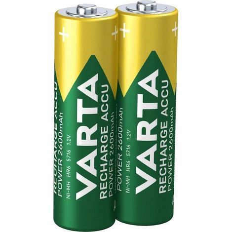 Varta RECH.AC.Power AA2600mAh BLI2 Batteria ricaricabile Stilo (AA) NiMH 2600 mAh 1.2 V 2 pz. (1/2)