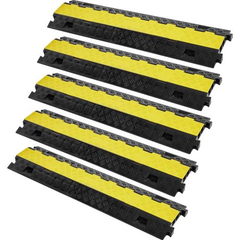 VEVOR Passacavo TPU TPR per Protezione dei Cavi Tubi a Pavimento 2 Canali 5 pz 3,05 x 2,79 cm, Rampa Passacavo Modulare a Pavimento per Cavi Impermeabile Carico Max. 10000kg, Rampa Stradale 2 Canali (1/5)