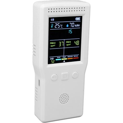 Moniteur de qualité de l'air 9 en 1, testeur HCHO portable multifonction haute précision pour chambre de bébé et hôpital, blanc (1/5)