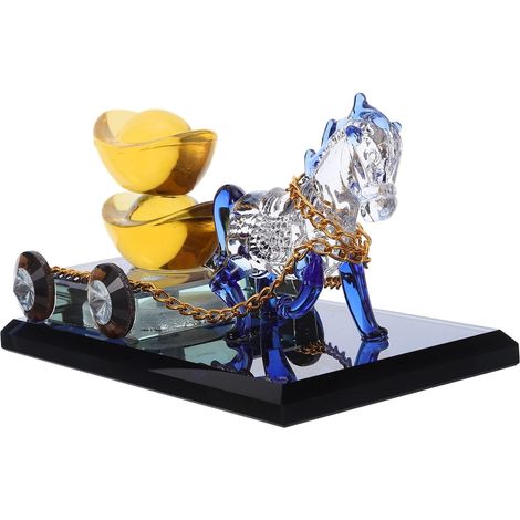 Statue de Cheval Cristal Décoration de Bureau Figurine de Cheval Debout Ornement de Calèche Verre Petite Statue Zodiaque Décoration de Prospérité Objet de Collection Unique (1/5)