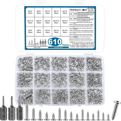 610 Pcs Vis autotaraudeuses à tête plate, Vis Torx (610) (1/5)