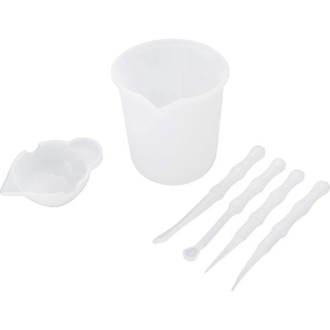 4x Silikon-Messbecher für Epoxidharz, 100 ml Mischbecher, Schaber, Rührlöffel