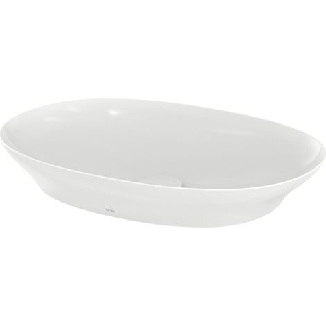 Lavabo surélevé blanc 600 mm rond LINEARCERAM sans trou de robinetterie sans trop-plein
