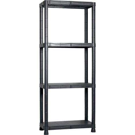 Scaffale in Resina Antiurto 4 Ripiani 60x30x143 cm Bauer Nero