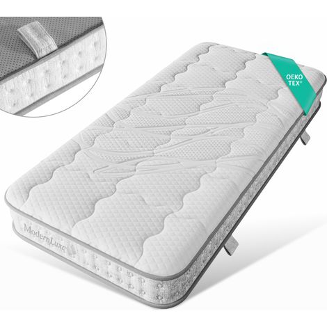 Matelas 90x200x15 cm blanc en polyester et mousse froide, 7 zones H3 respirant (1/5)
